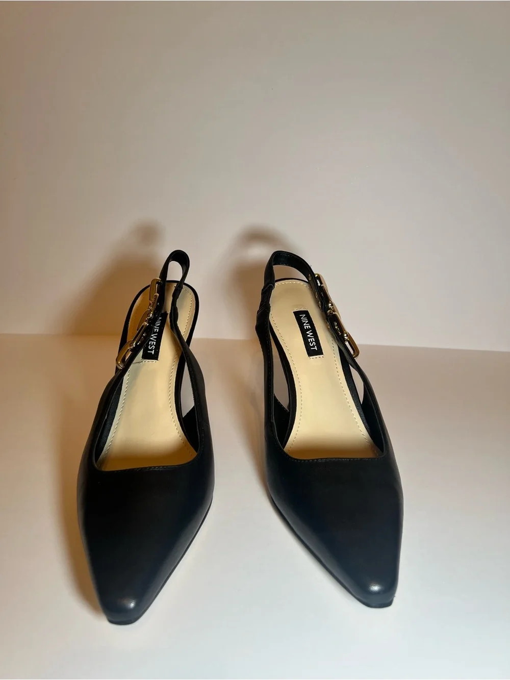 Nine West Veroni Black Leather Slingback Pump with Gold Accent - Picture 6 of 6